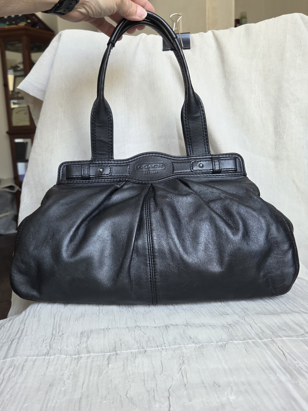 Coach Garnet Pleated Leather Satchel - Picture 2 of 12